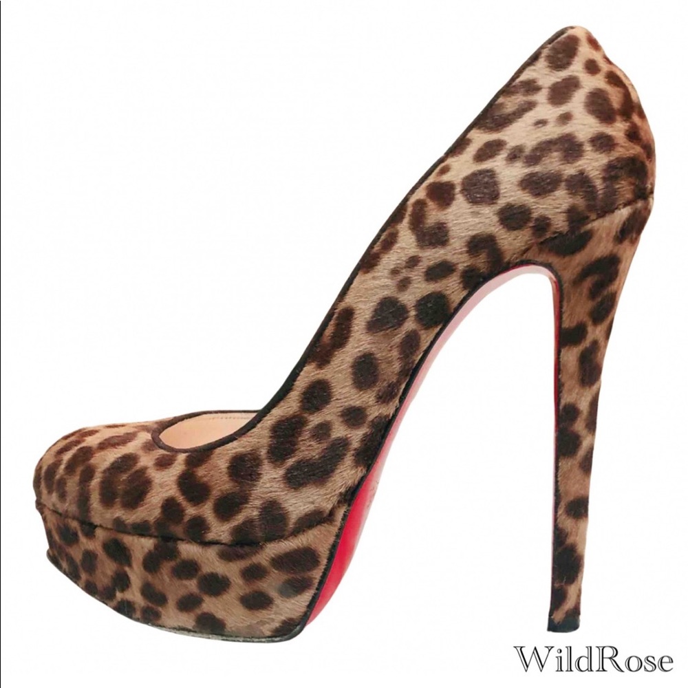 CHRISTIAN LOUBOUTIN Leopard Pony Hair Bianca Heels